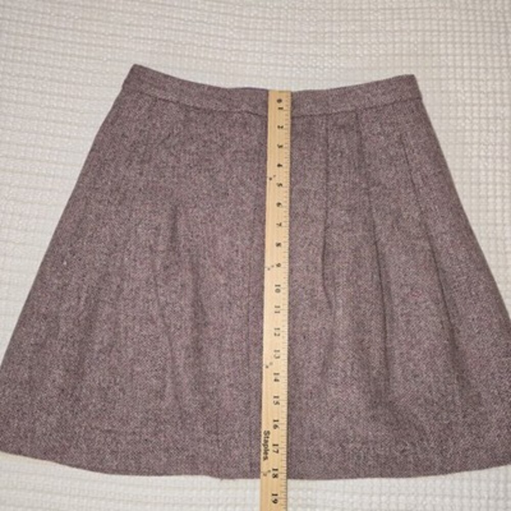 GAP 100% Wool Herringbone Tweed Pleated Mini Skirt Lined Purple Brown Women’s... - Picture 7 of 11